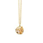 Ruvari Gulika Hex Pendant – Nature-Inspired  Gold Pendant with Ruby & Diamond Accents