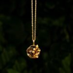 Ruvari Gulika Hex Pendant – Nature-Inspired  Gold Pendant with Ruby & Diamond Accents