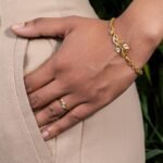 Ruvari Lavanya Bracelet – Elegant Gold Floral Bracelet with Diamond Accents