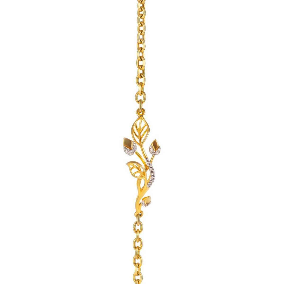 Ruvari Lavanya Bracelet – Elegant Gold Floral Bracelet with Diamond Accents
