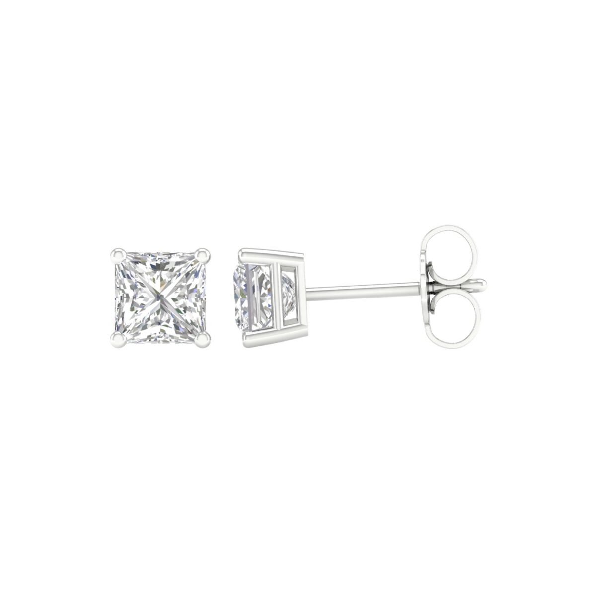 Ruvari Evara Brilliance – Radiant-Cut Diamond Stud Earrings with a Mesmerizing Glow.