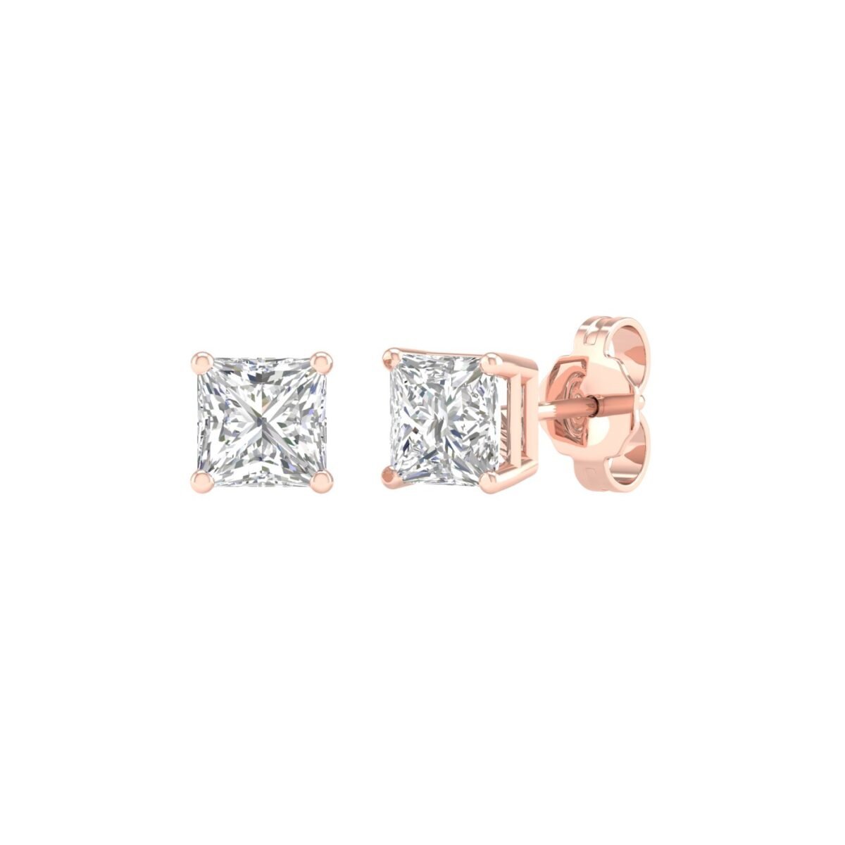 Ruvari Evara Brilliance – Radiant-Cut Diamond Stud Earrings with a Mesmerizing Glow.