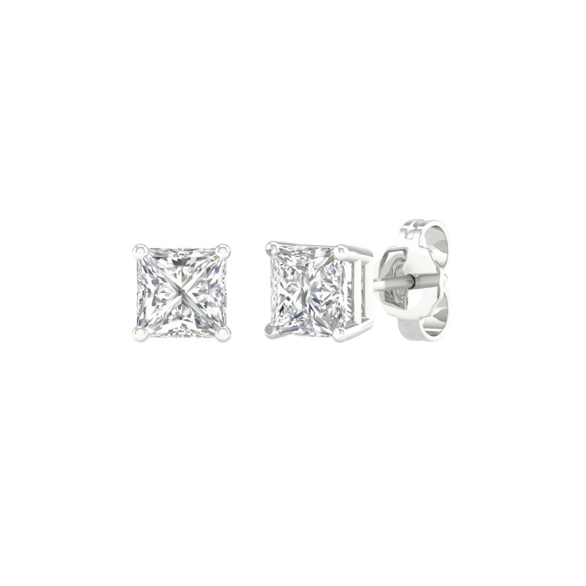 Ruvari Evara Brilliance – Radiant-Cut Diamond Stud Earrings with a Mesmerizing Glow.