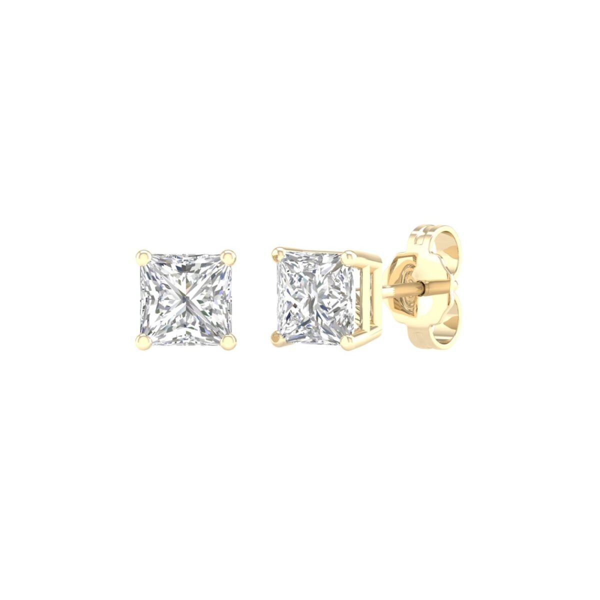 Ruvari Evara Brilliance – Radiant-Cut Diamond Stud Earrings with a Mesmerizing Glow.