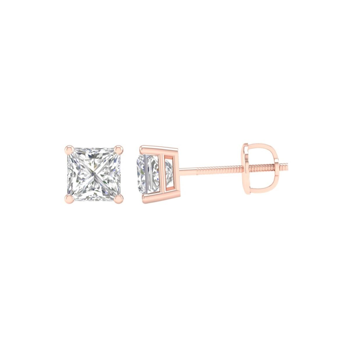 Ruvari Evara Brilliance – Radiant-Cut Diamond Stud Earrings with a Mesmerizing Glow.