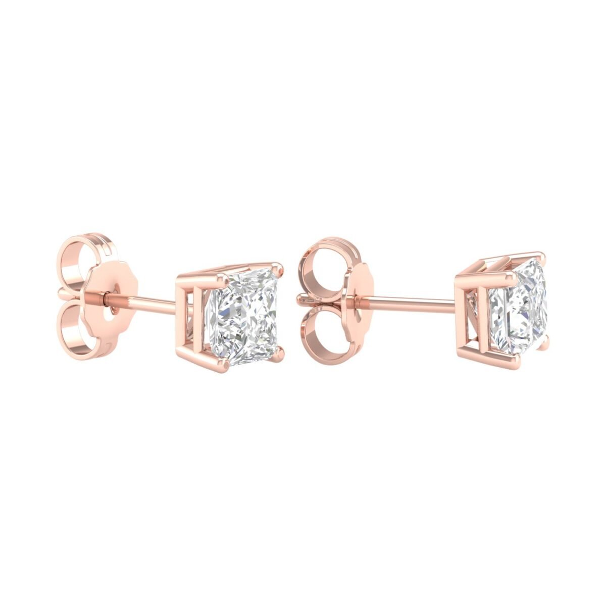 Ruvari Evara Brilliance – Radiant-Cut Diamond Stud Earrings with a Mesmerizing Glow.