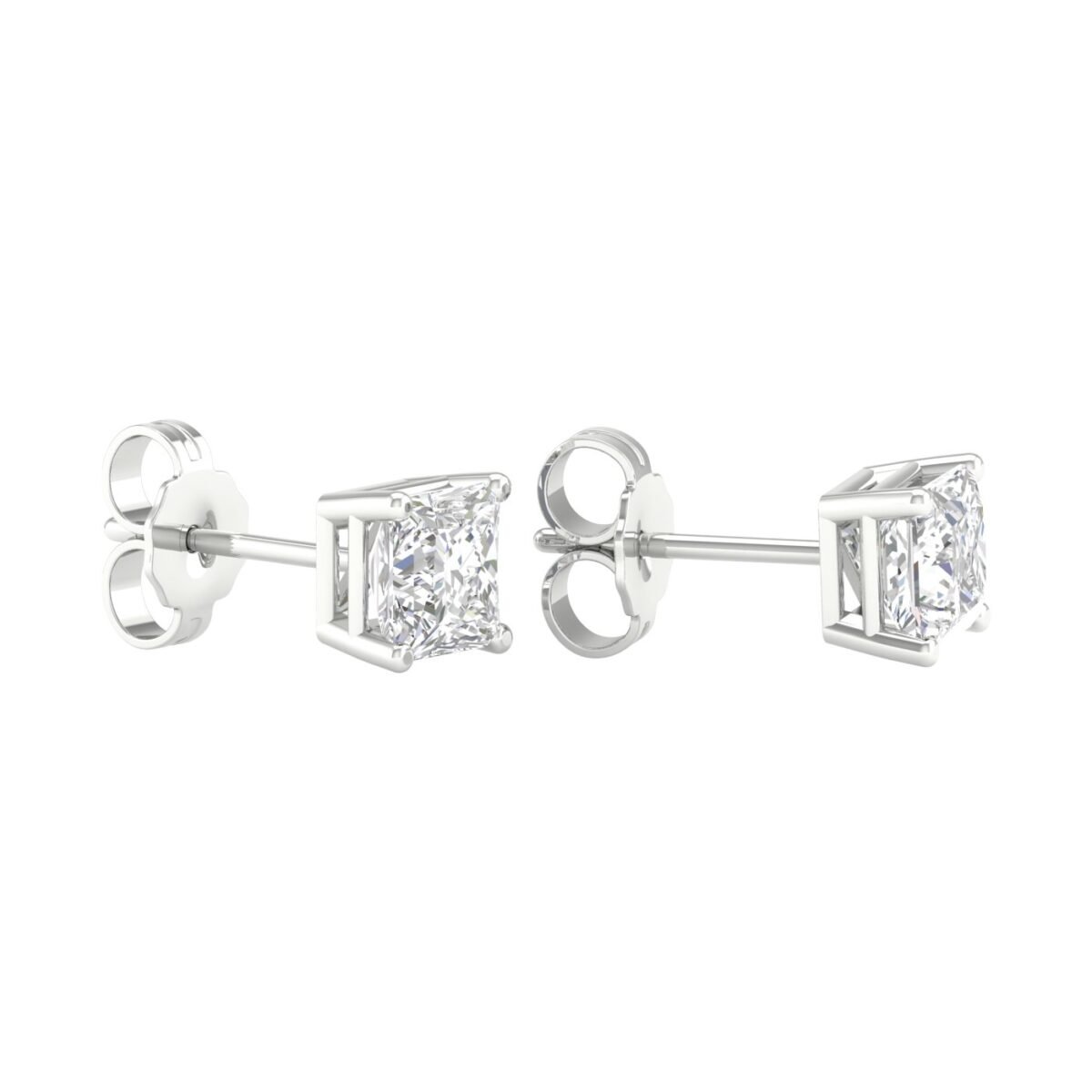 Ruvari Evara Brilliance – Radiant-Cut Diamond Stud Earrings with a Mesmerizing Glow.