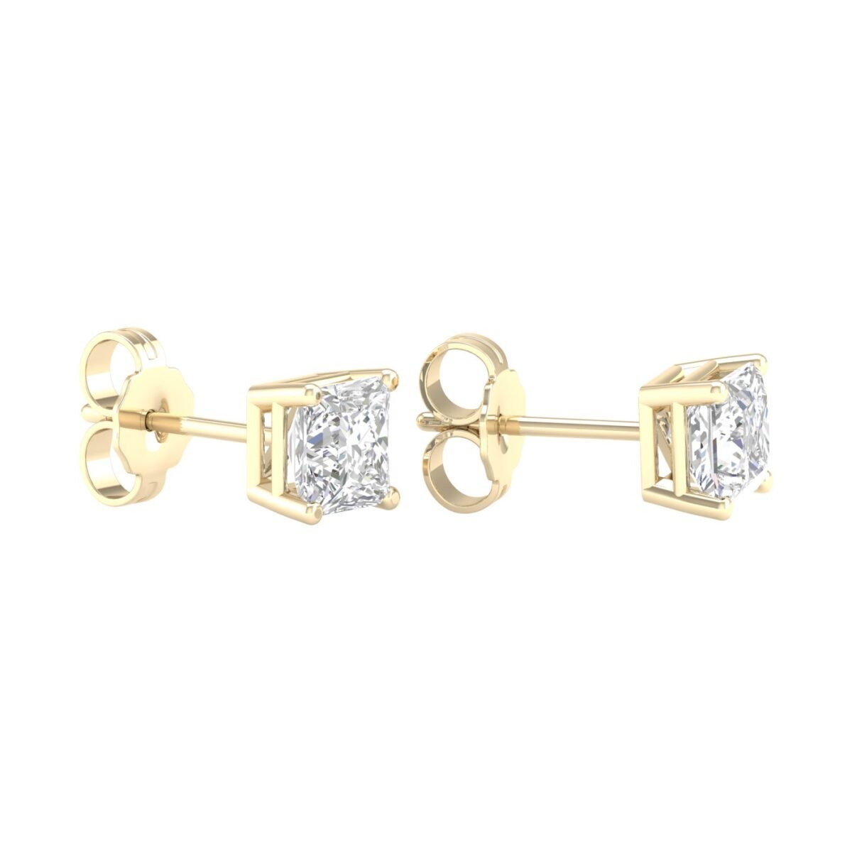 Ruvari Evara Brilliance – Radiant-Cut Diamond Stud Earrings with a Mesmerizing Glow.