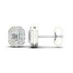 Ruvari Samriddhi – Emerald-Cut Diamond Earrings with a Regal Halo.