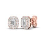 Ruvari Samriddhi – Emerald-Cut Diamond Earrings with a Regal Halo.