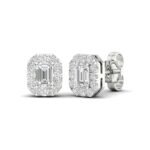 Ruvari Samriddhi – Emerald-Cut Diamond Earrings with a Regal Halo.
