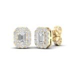 Ruvari Samriddhi – Emerald-Cut Diamond Earrings with a Regal Halo.