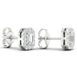Ruvari Samriddhi – Emerald-Cut Diamond Earrings with a Regal Halo.