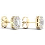Ruvari Samriddhi – Emerald-Cut Diamond Earrings with a Regal Halo.