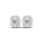 Ruvari Samriddhi – Emerald-Cut Diamond Earrings with a Regal Halo.