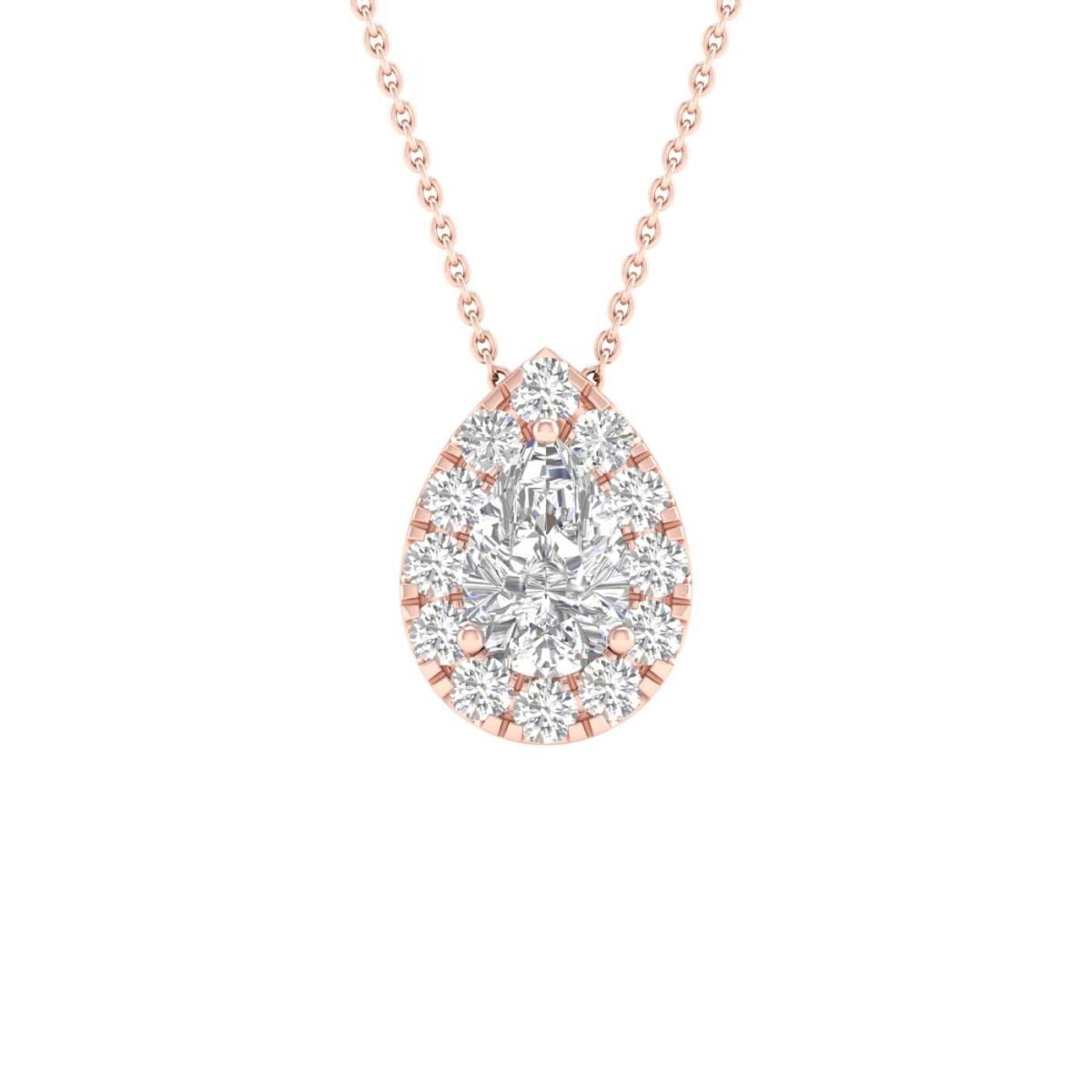 Mahima – Pear-Cut Diamond Pendant with a Radiant Center.