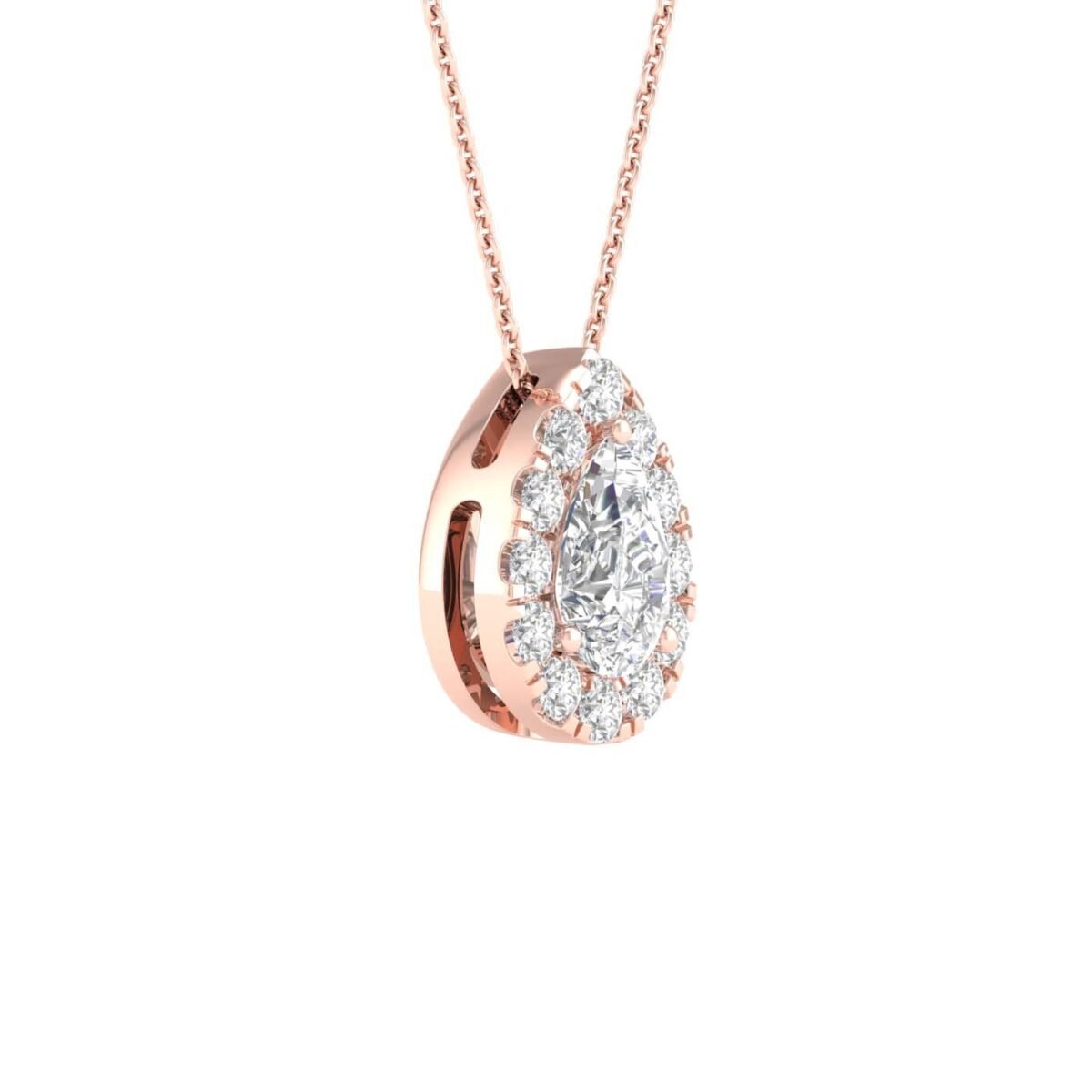 Mahima – Pear-Cut Diamond Pendant with a Radiant Center.