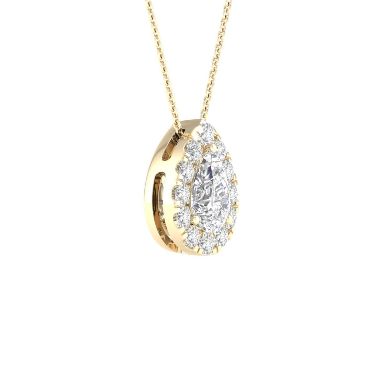 Mahima – Pear-Cut Diamond Pendant with a Radiant Center.