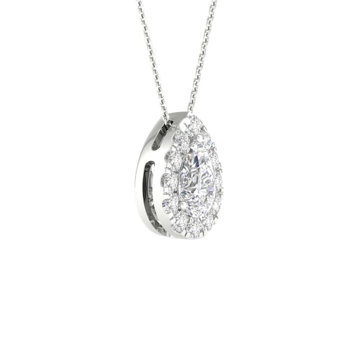 Mahima – Pear-Cut Diamond Pendant with a Radiant Center.