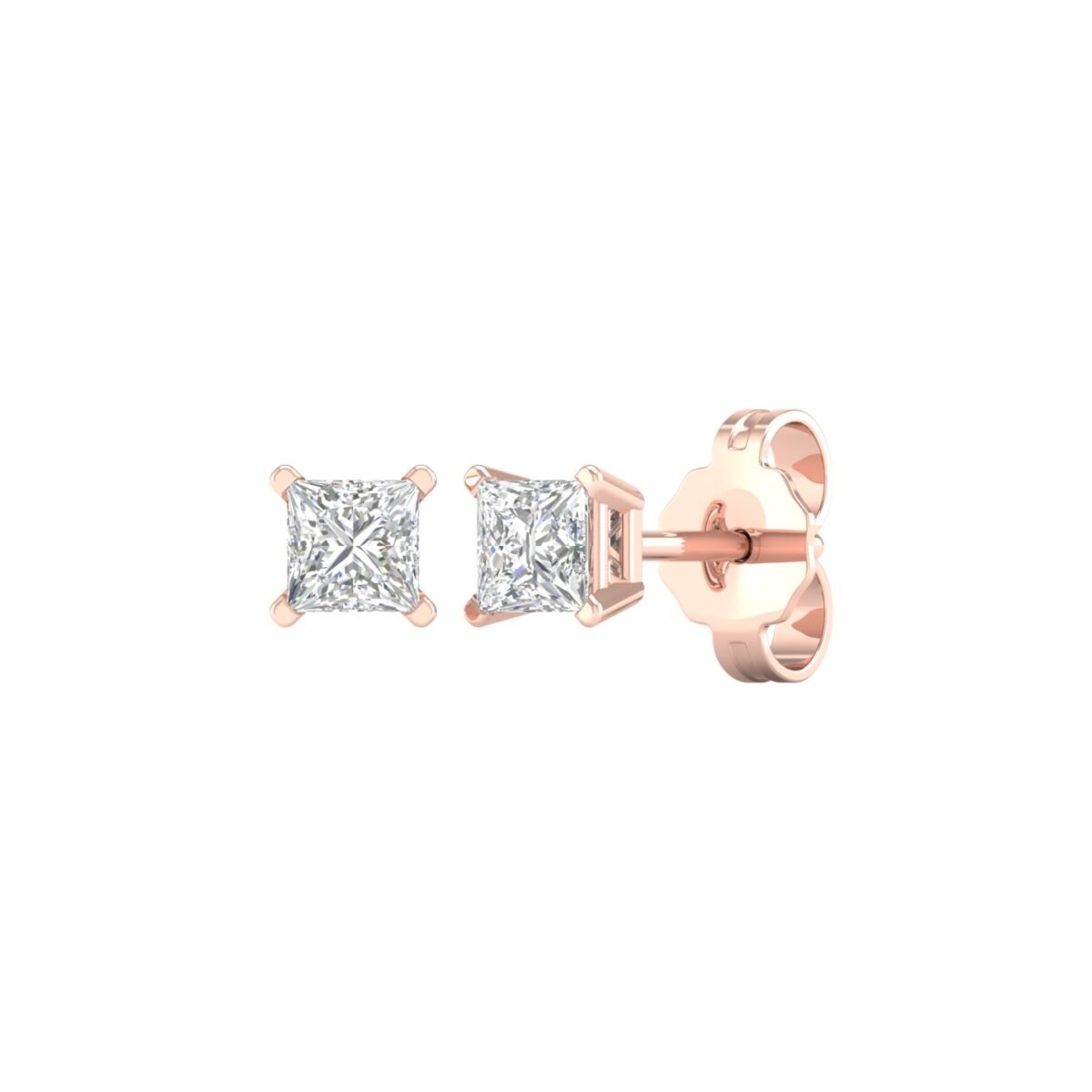Ruvari Zivara Luxe – Princess-Cut Diamond Stud Earrings for a Royal Look.