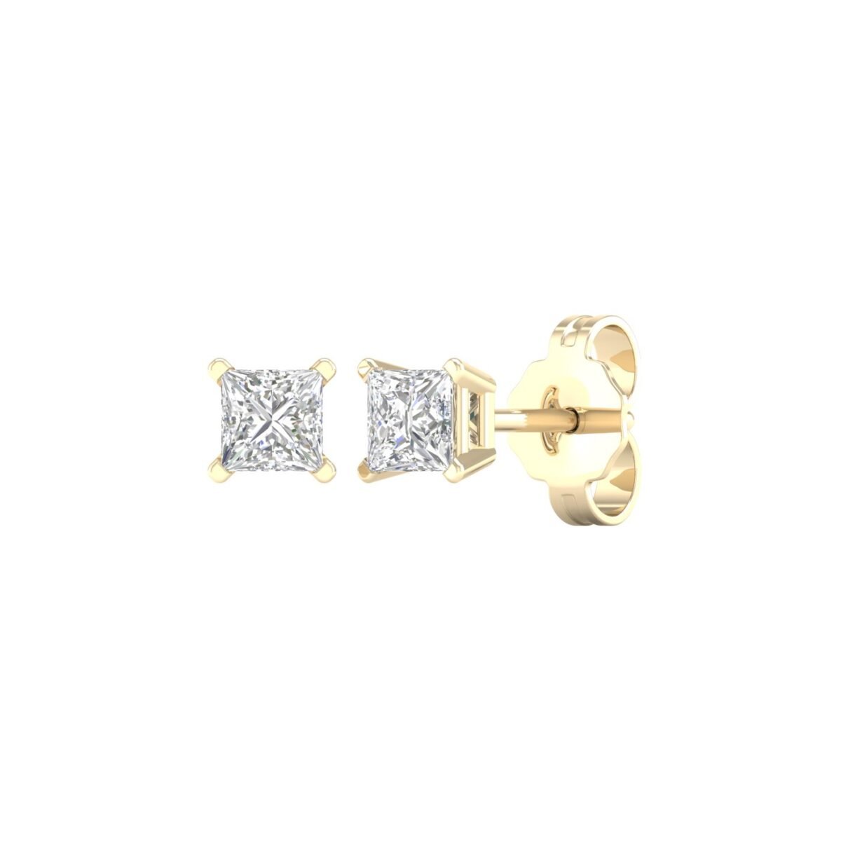 Ruvari Zivara Luxe – Princess-Cut Diamond Stud Earrings for a Royal Look.