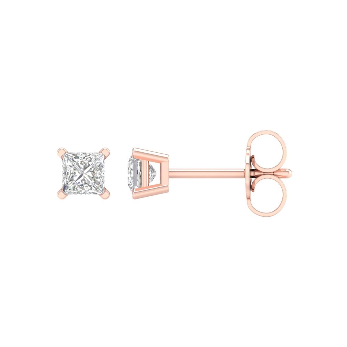 Ruvari Zivara Luxe – Princess-Cut Diamond Stud Earrings for a Royal Look.