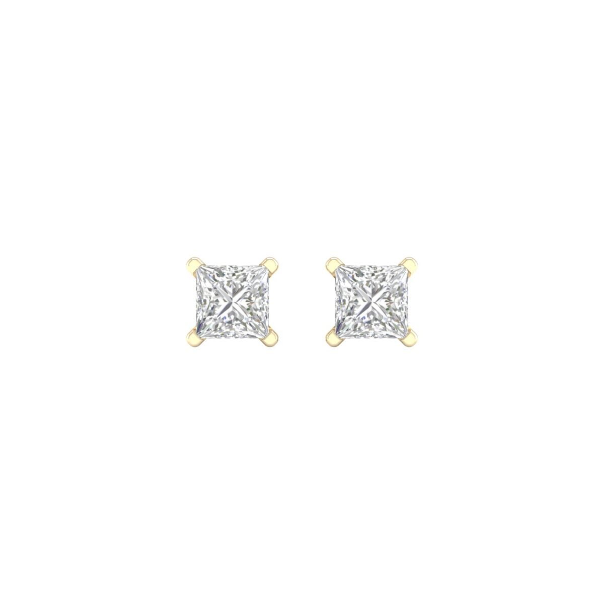 Ruvari Zivara Luxe – Princess-Cut Diamond Stud Earrings for a Royal Look.
