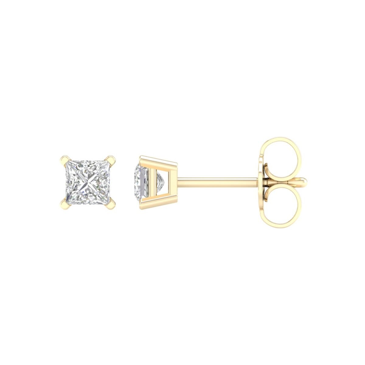 Ruvari Zivara Luxe – Princess-Cut Diamond Stud Earrings for a Royal Look.
