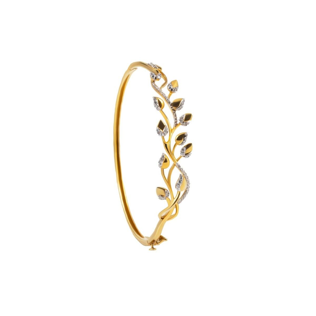 Ruvari Kalpavalli Bracelet – Gold Vine leaf -Inspired Diamond Bracelet for Graceful Elegance