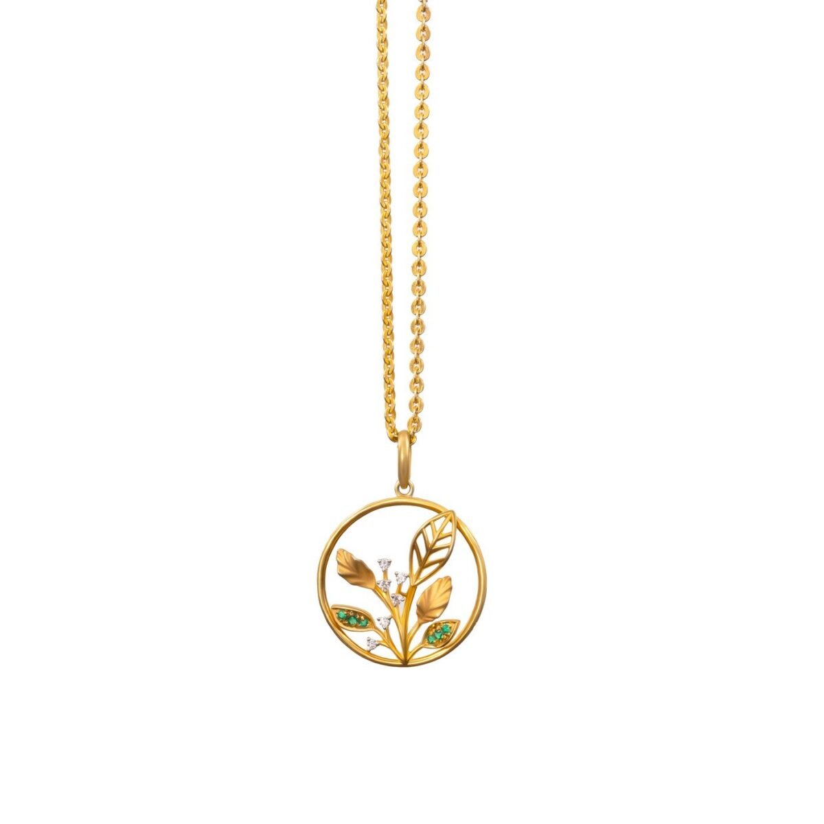 Ruvari Vrinda Pendant – Nature-Inspired Pendant with Emeralds & Lab-Grown Diamonds